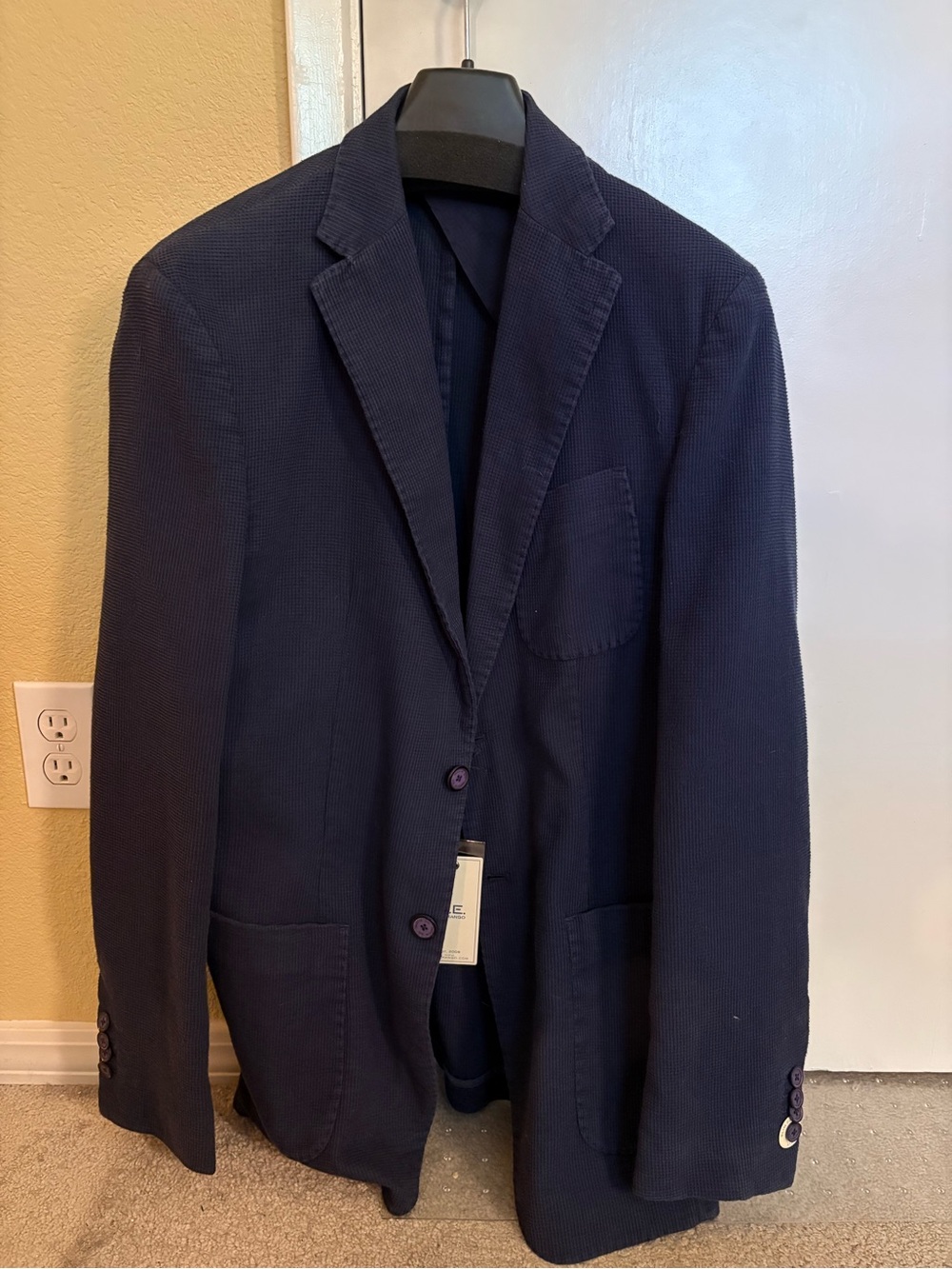 Mango Navy Textured Sport Coat